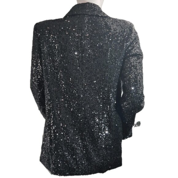 Steve Madden Women's Blazer Size S Sequined  Black No Button Long Sleeve (62) - Picture 5 of 15